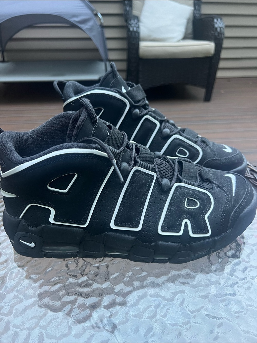 Nike Men Black and White AIR Uptempo Sneakers